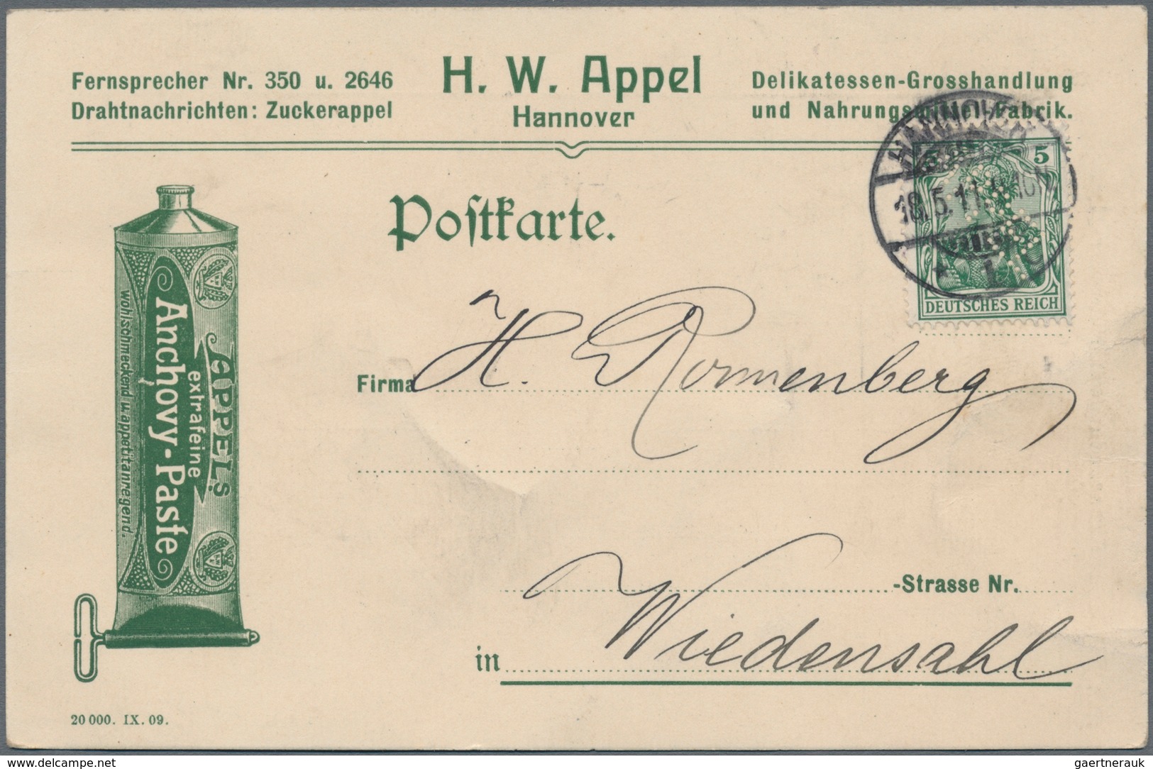 Deutsches Reich - Germania: 1911/1919, Partie Von Ca. 46 Gelaufenen Karten Mit Reklame-Zudrucken, Me - Collections