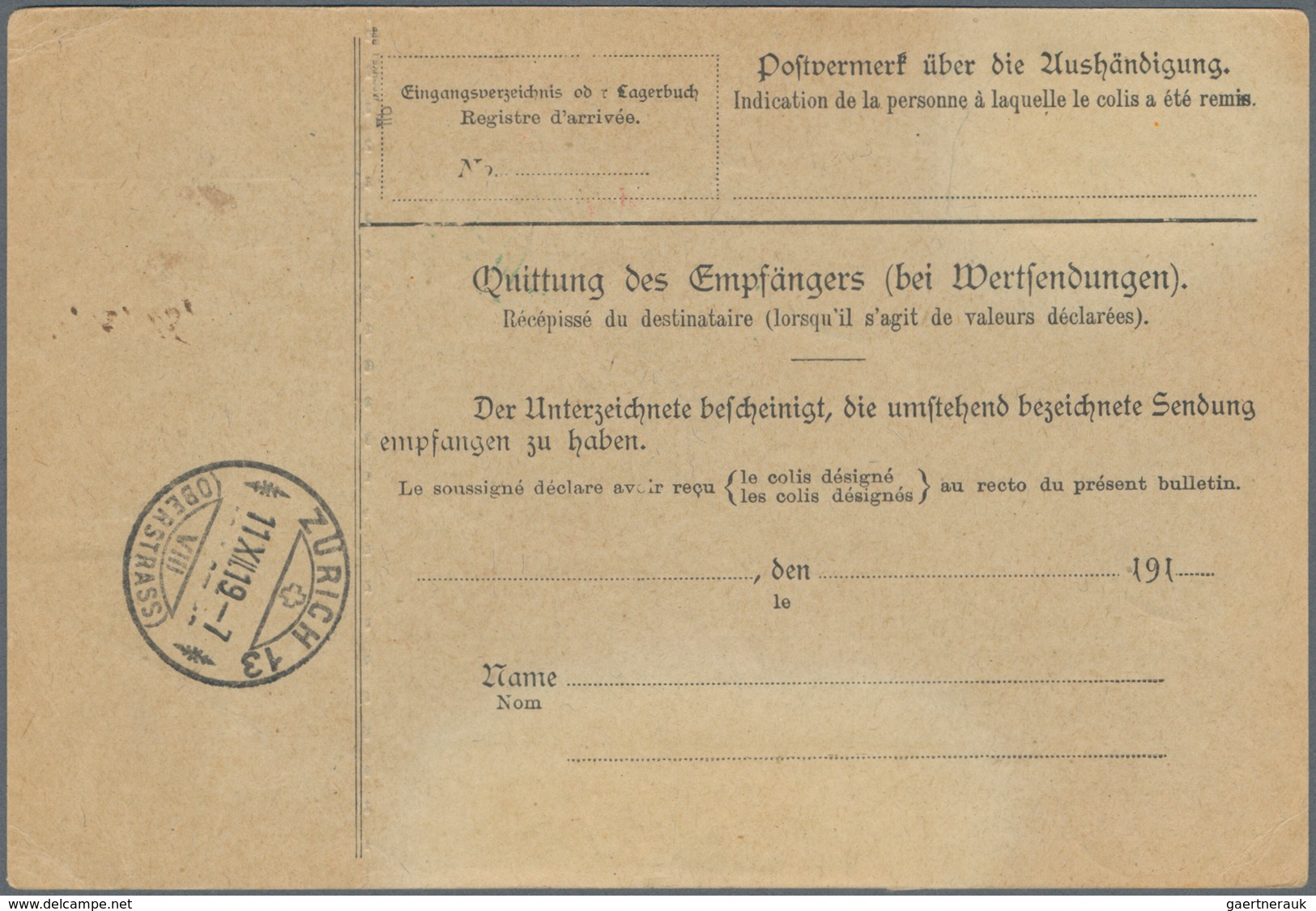 Deutsches Reich - Germania: 1919/1922 (dabei 2 Stücke aus 1891). Lot von 13 meist besseren Paketkart