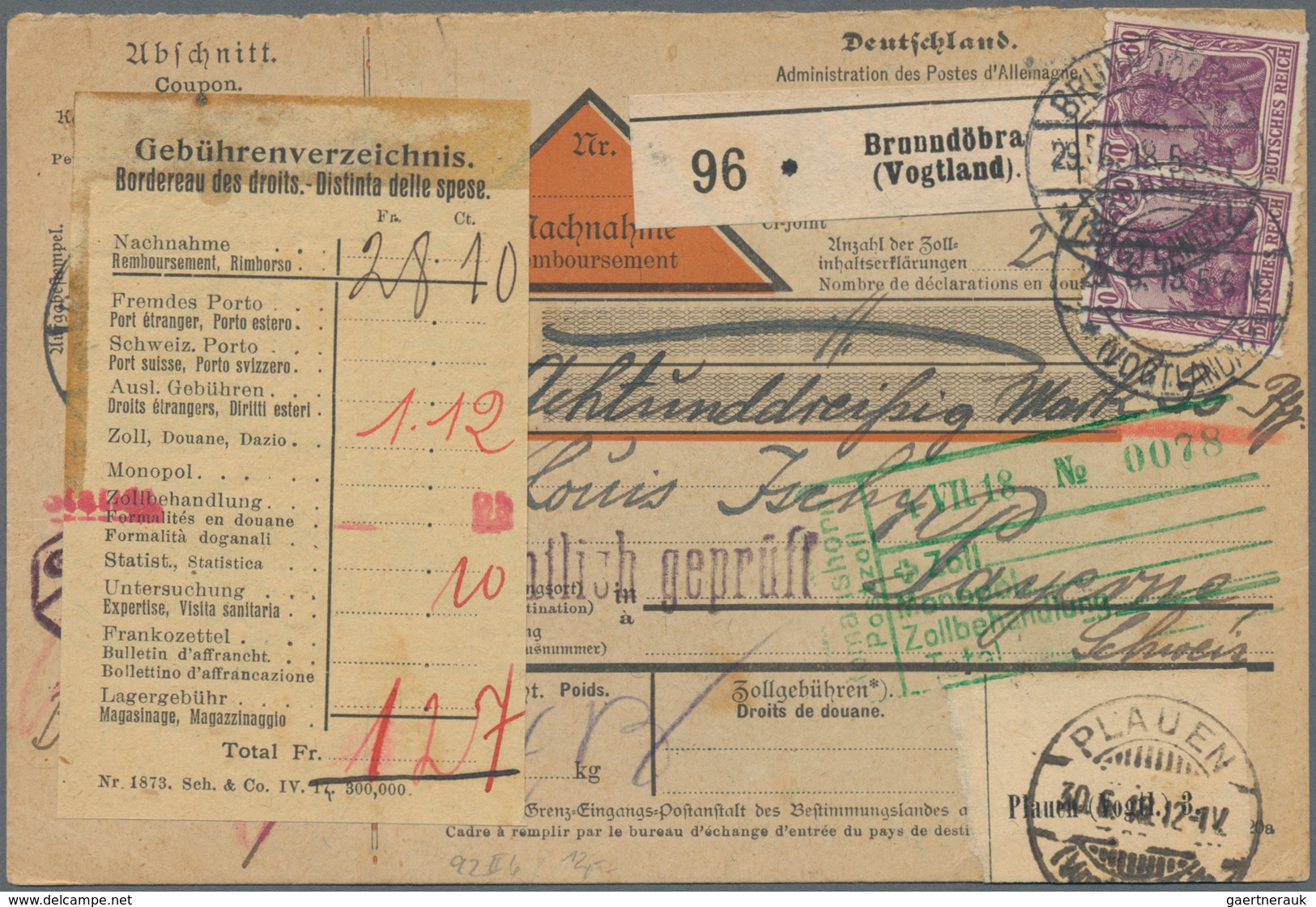 Deutsches Reich - Germania: 1919/1922 (dabei 2 Stücke aus 1891). Lot von 13 meist besseren Paketkart