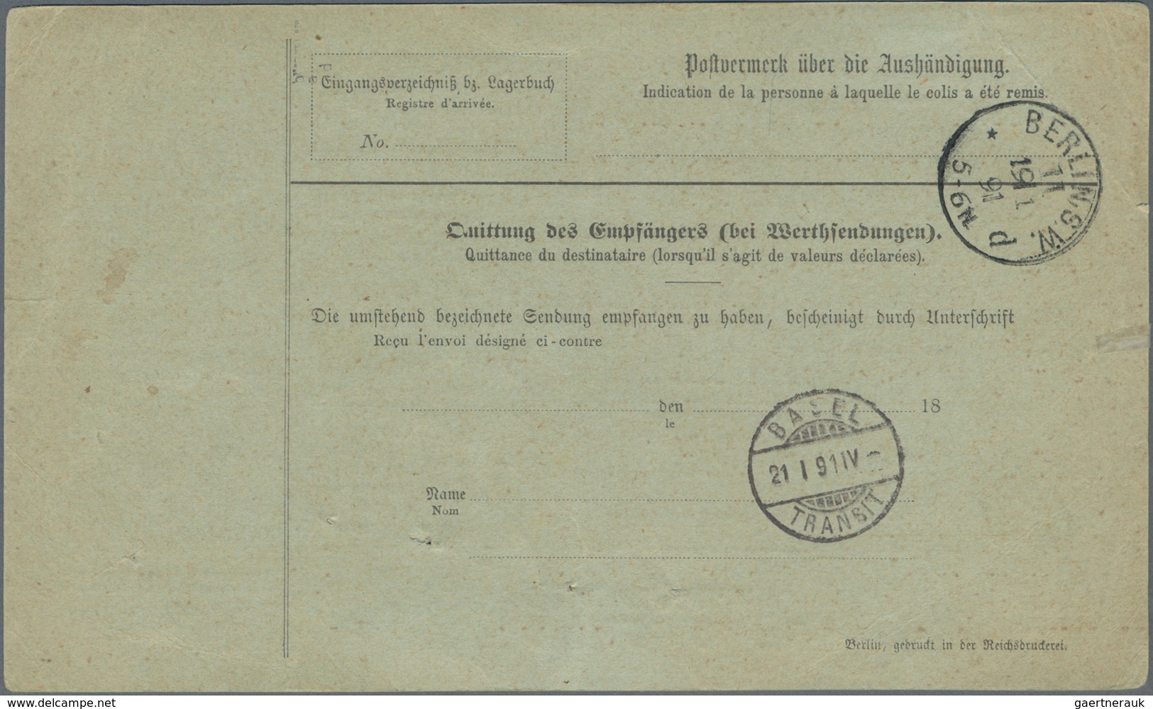 Deutsches Reich - Germania: 1919/1922 (dabei 2 Stücke aus 1891). Lot von 13 meist besseren Paketkart