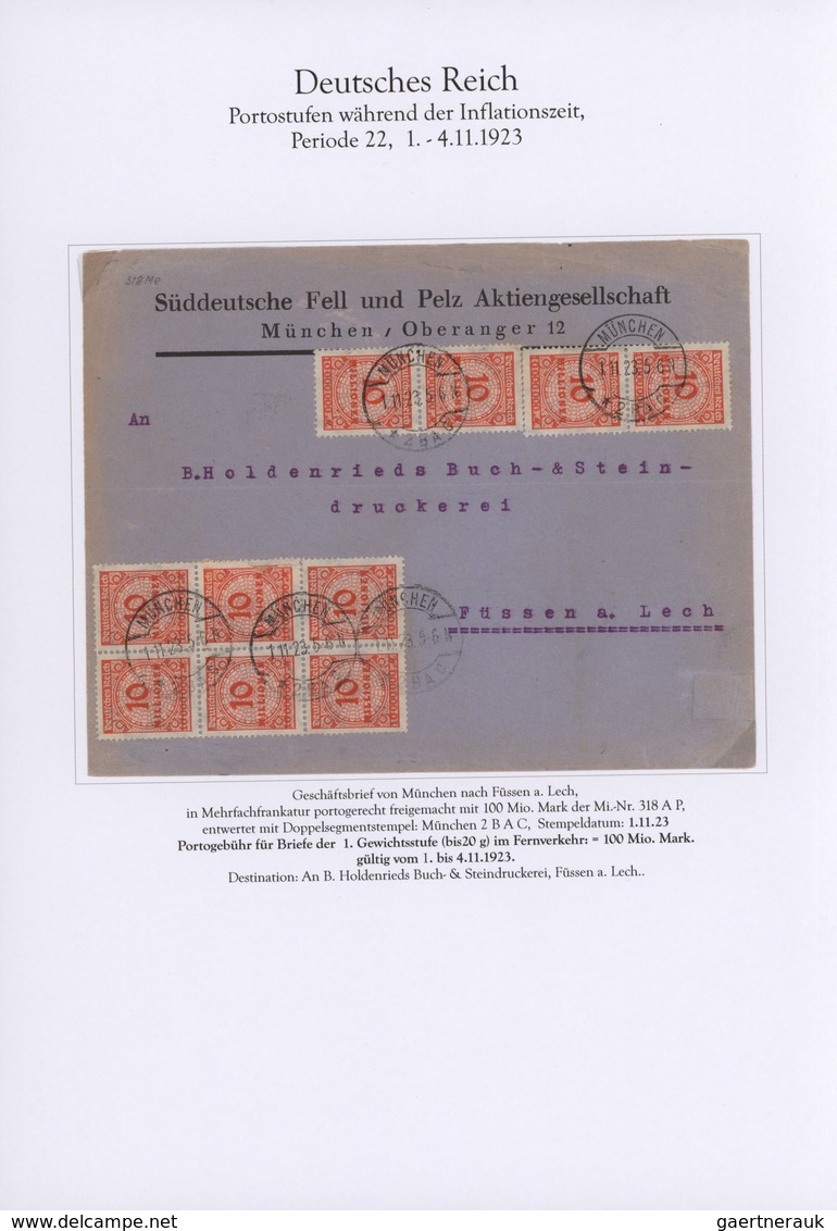 Deutsches Reich - Inflation: 1916/1923, Portostufen-Sammlung mit ca. 120 Briefen auf instruktiv besc