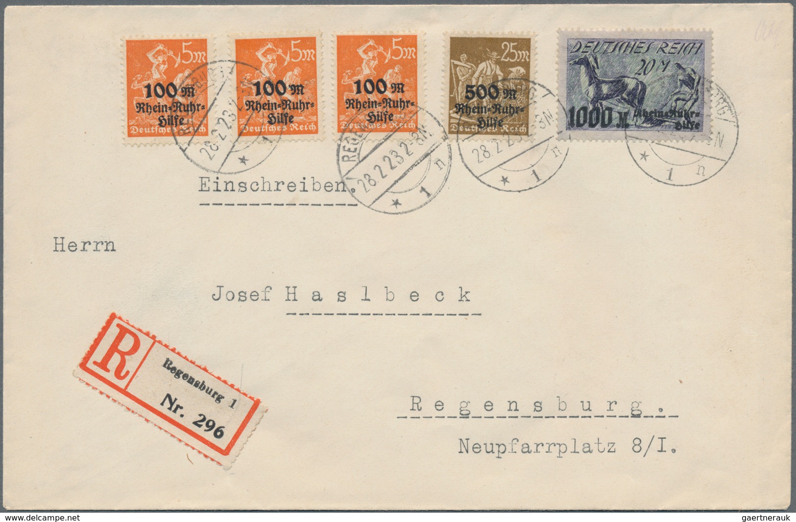 Deutsches Reich - Inflation: 1919/1923, vielseitige Partie von ca. 270 Briefen, Karten und Ganzsache