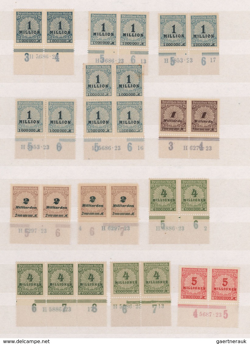 Deutsches Reich - Inflation: 1921/1923, Postfrische Sammlung Von 84 Unterrandpaaren Mit Hausauftrags - Collections