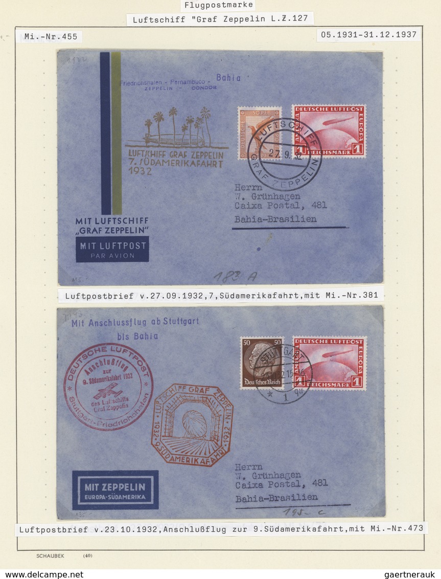 Deutsches Reich - Weimar: 1927/1936, Kleine Sammlung Von Neun Luftpost-Belegen, Davon Sieben Zeppeli - Collections