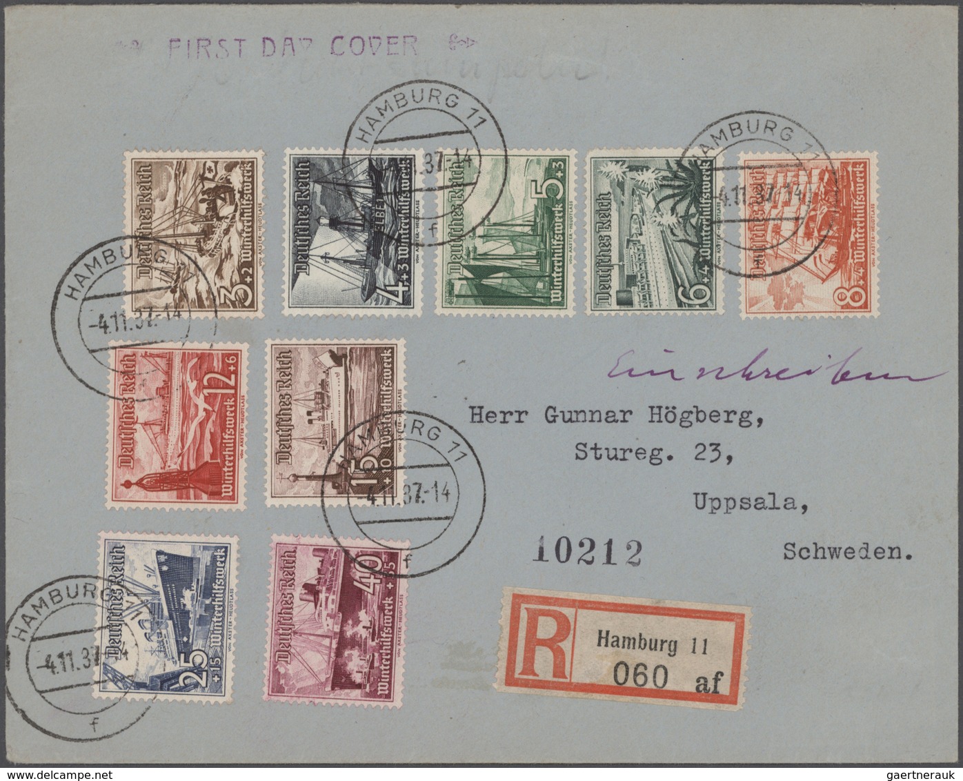 Deutsches Reich - 3. Reich: 1933/1945, werthaltiger Belege-Posten mit ca. 63 EF, MeF und MiF, dabei