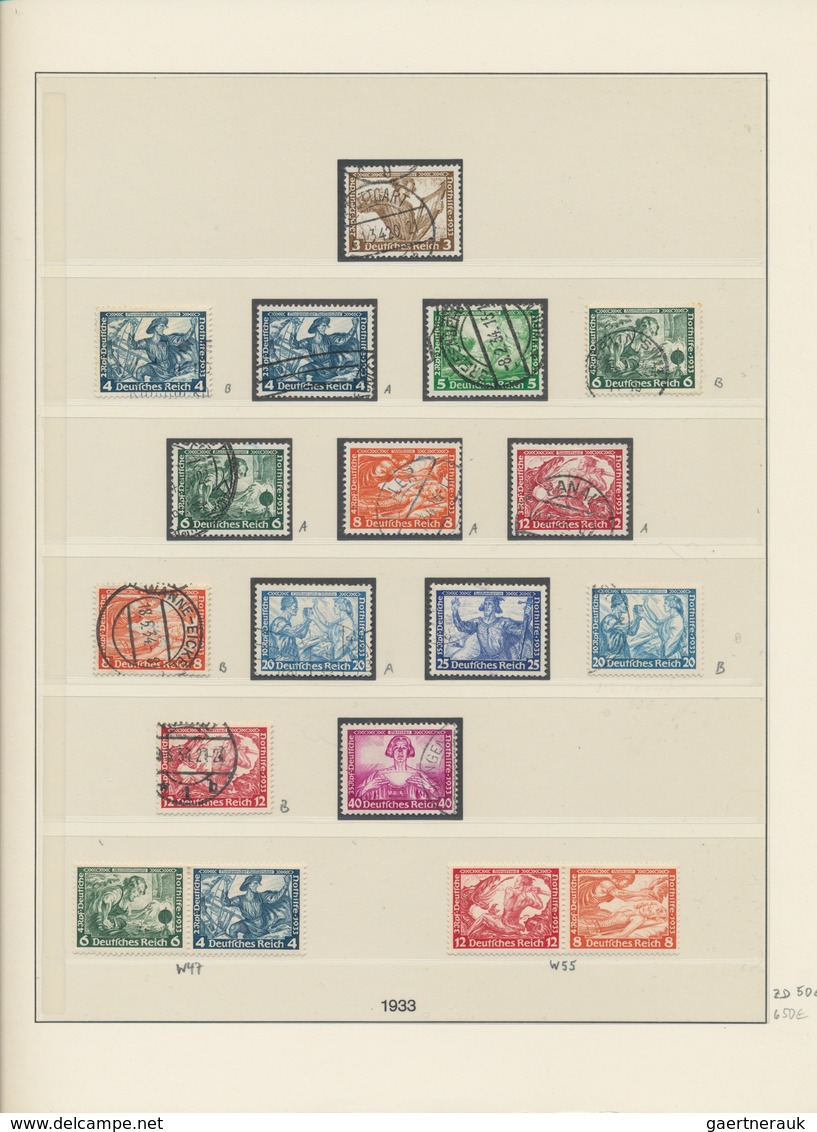 Deutsches Reich - 3. Reich: 1933-1945, Doppelt Geführte Sammlung Im Vordruck, Gestempelt Bis Auf Blo - Lettres & Documents