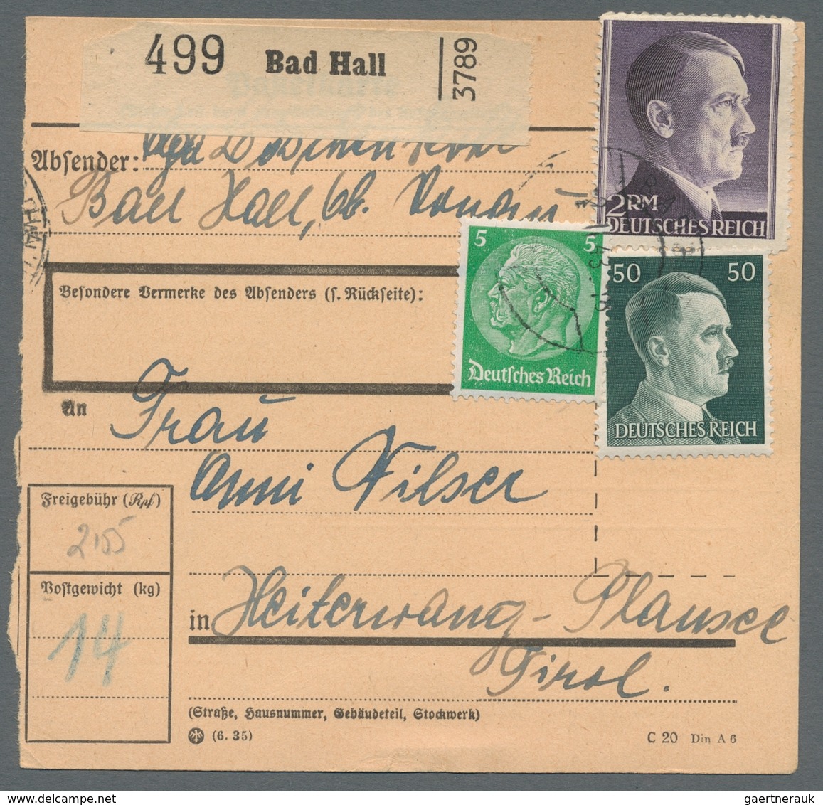 Deutsches Reich - 3. Reich: 1937-1943, Bestand Von 40 Belegen Mit Interessanten Hitler-Dauerserien- - Lettres & Documents