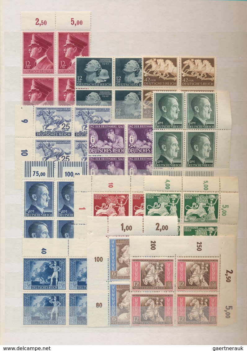 Deutsches Reich - 3. Reich: 1938/1945, Sammlung Von über 170 Verschiedenen 4er-Blocks Mit Praktisch - Storia Postale