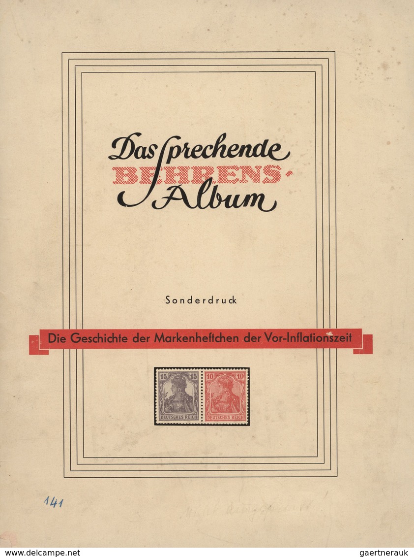 Deutsches Reich - Markenheftchen: 1918-1920, Sprechendes Behrens Album Mit Drei "zerlegten" Germania - Carnets