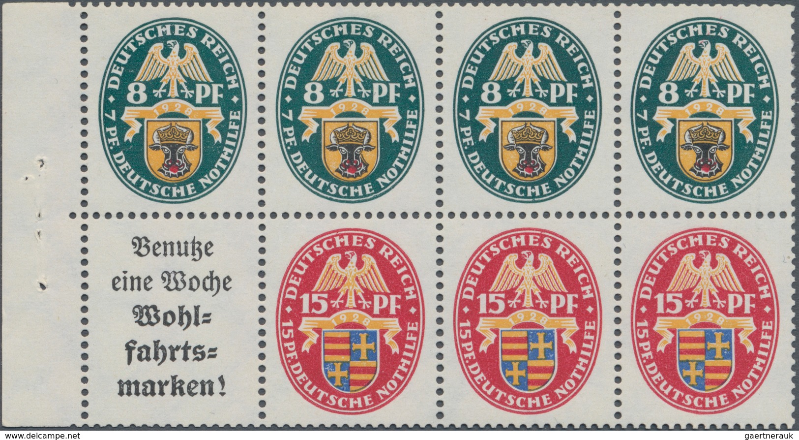 Deutsches Reich - Markenheftchenblätter: 1928, Nothilfe, Heftchenblatt "Benutze...", Lot Von Acht St - Carnets