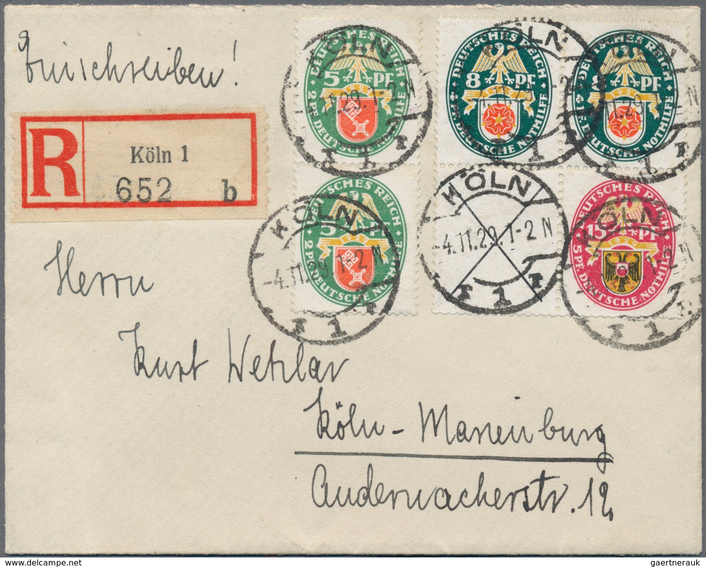 Deutsches Reich - Zusammendrucke: 1928/1940. Lot Von 7 Belegen Mit Zus.-Druck-Frankaturen. Dabei U.a - Zusammendrucke