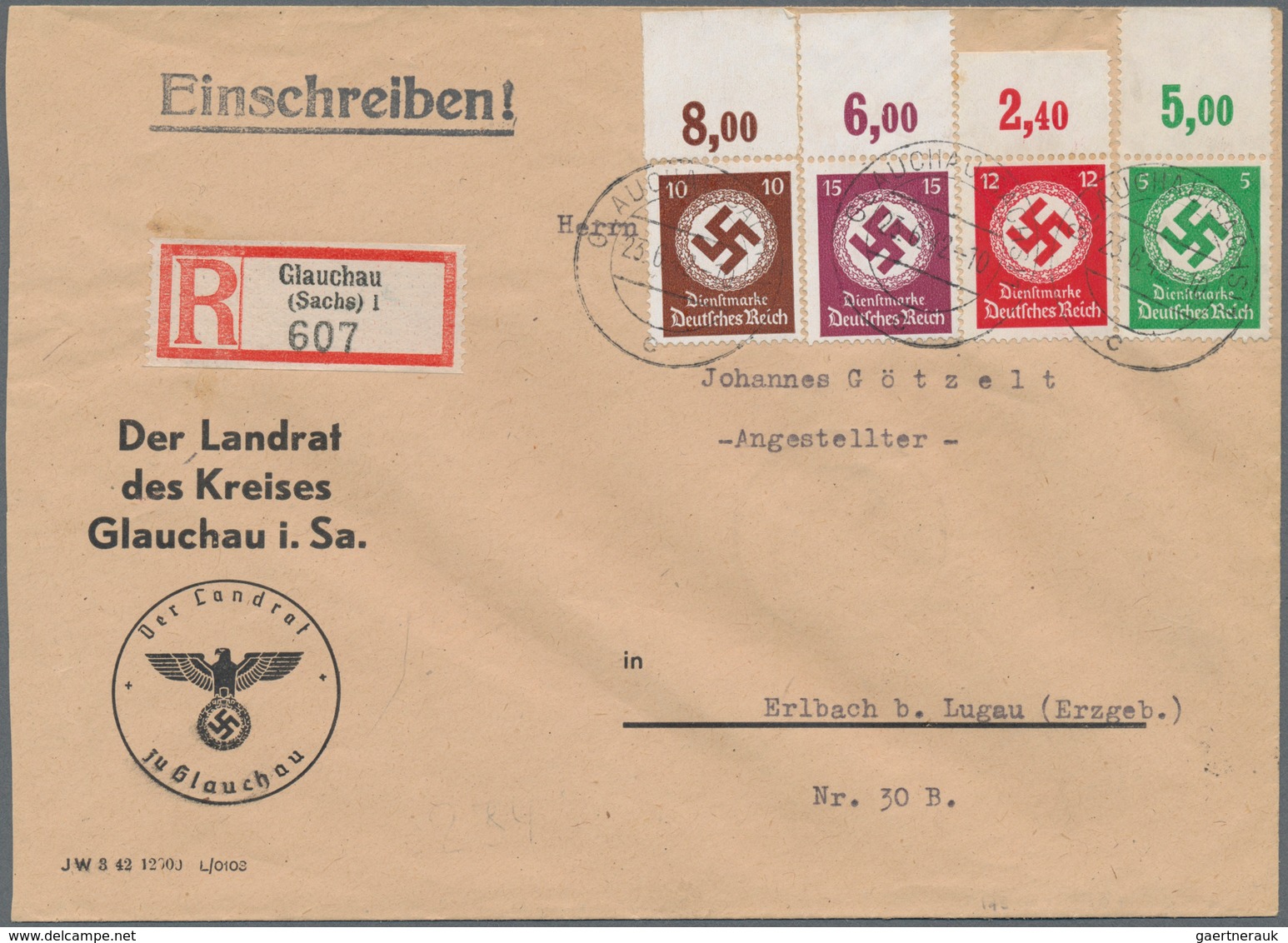 Deutsches Reich - Dienstmarken: 1934/45, Partie Von über 40 Belegen, Viele Einschreiben Und Teils Mi - Service