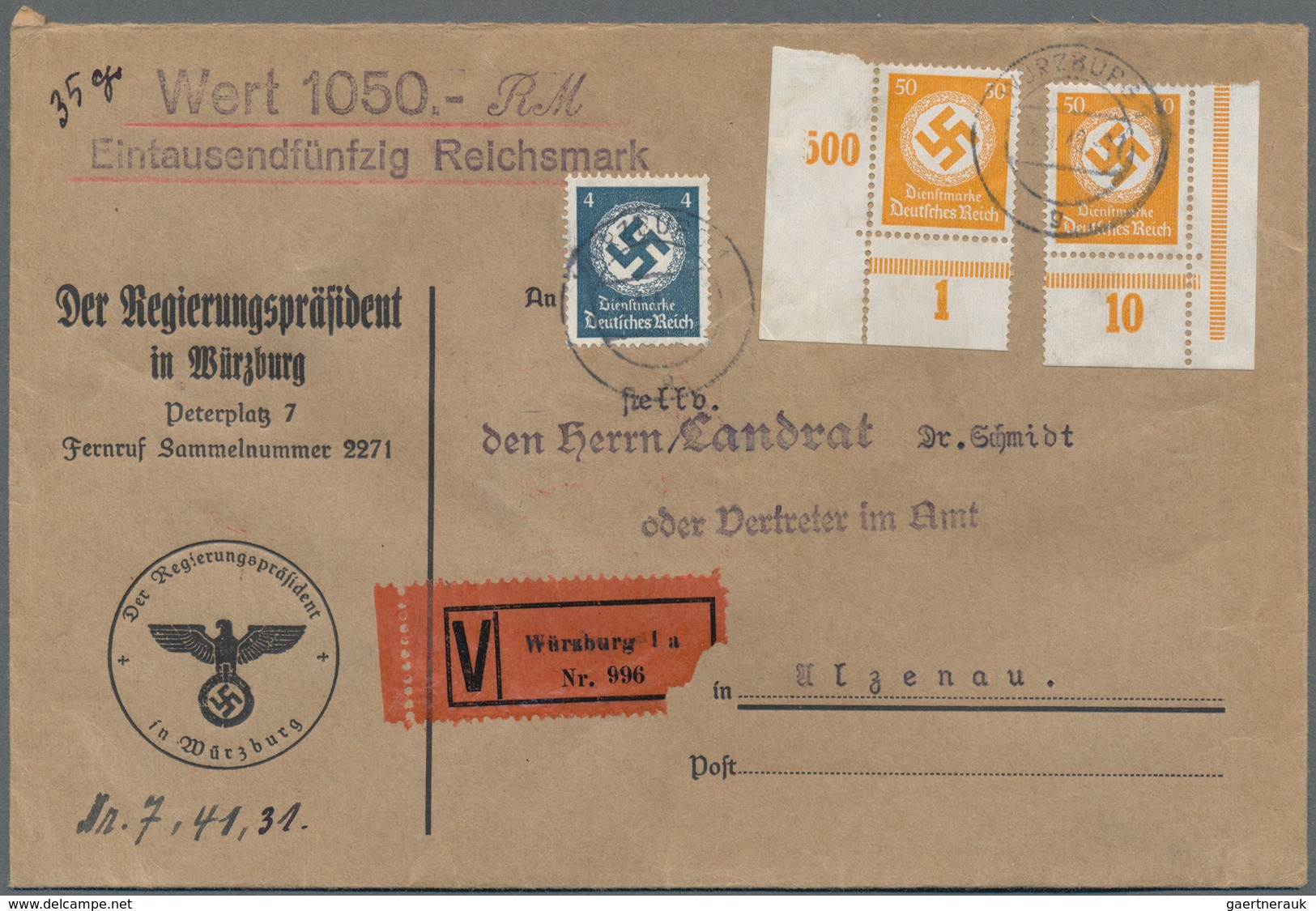 Deutsches Reich - Dienstmarken: 1934/45, Partie Von über 40 Belegen, Viele Einschreiben Und Teils Mi - Service
