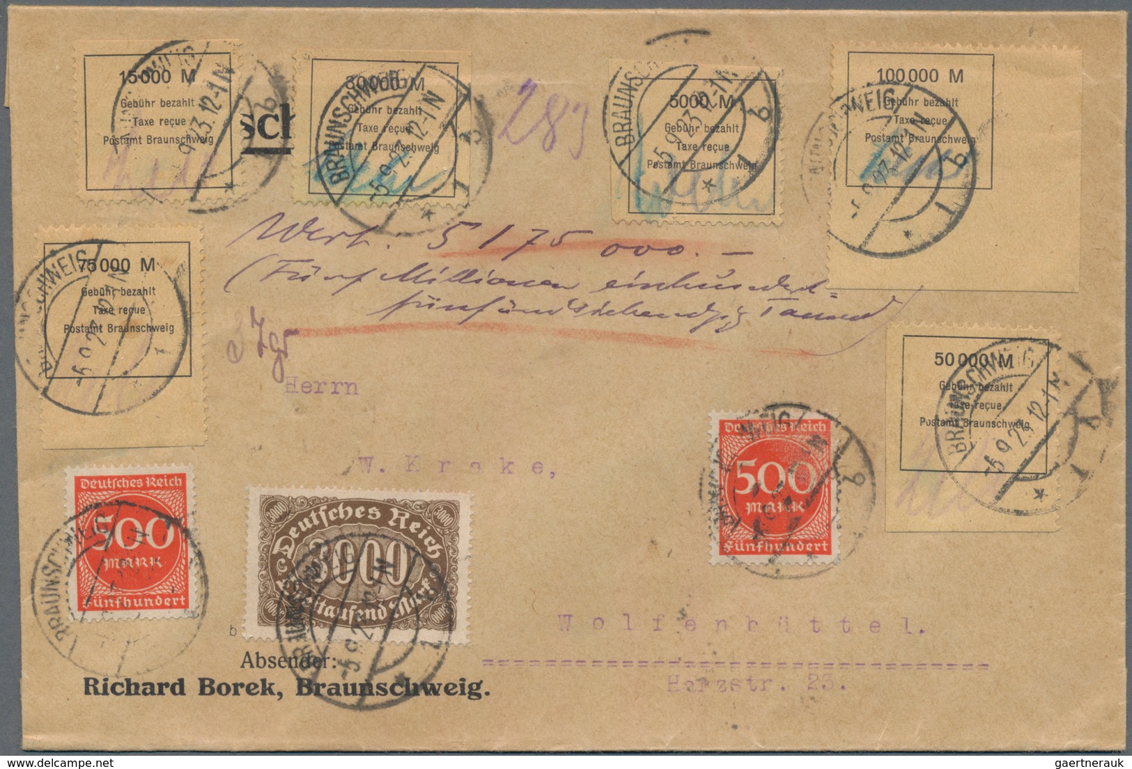 Deutsches Reich - Lokalausgaben 1918/23: BRAUNSCHWEIG: 1923, Lot Von Insgesamt Sieben Belegen: Vier - Covers & Documents