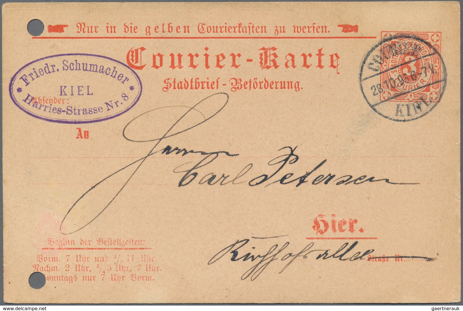 Deutsches Reich - Privatpost (Stadtpost): 1890/1900 (ca.), Altona/Bergedorf/Flensburg/Lübeck/Kiel, U - Privatpost