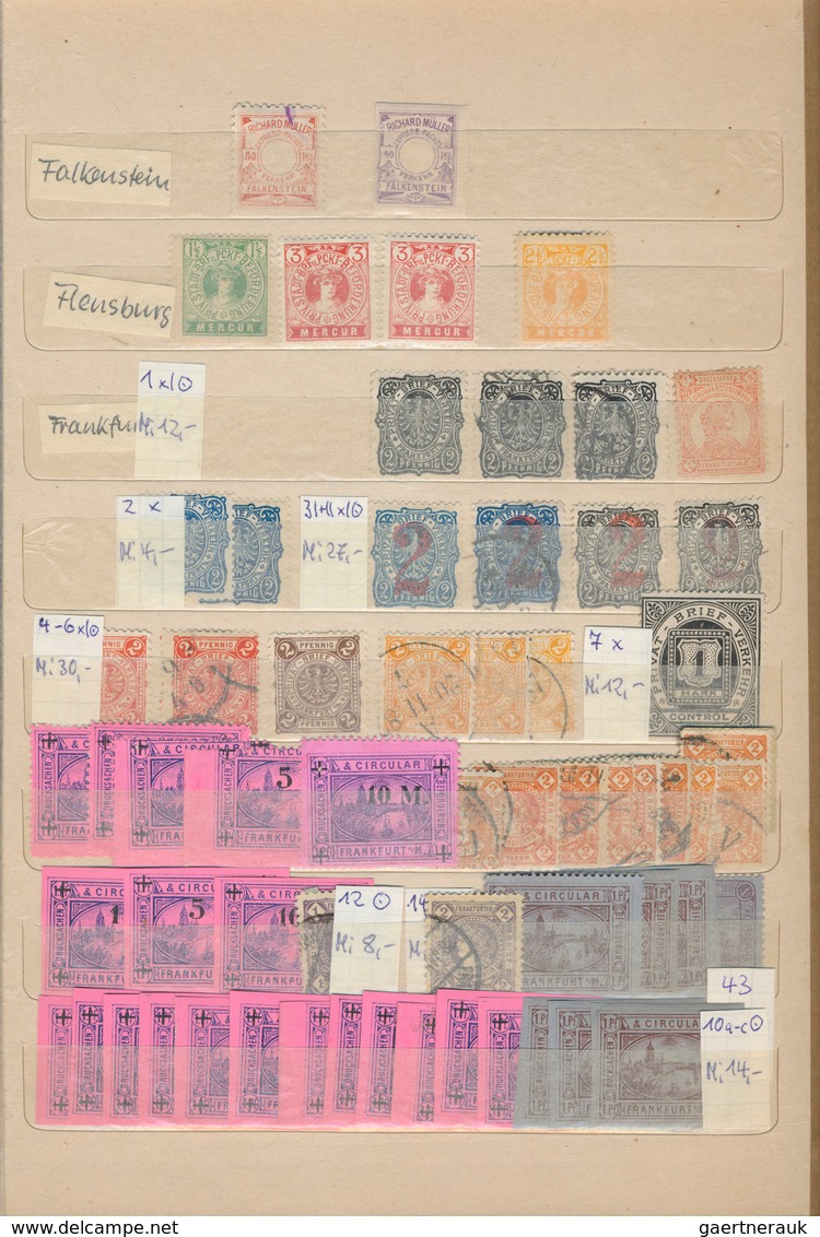 Deutsches Reich - Privatpost (Stadtpost): 1890/1900 (ca.), sauber sortierter Bestand von über 1.600