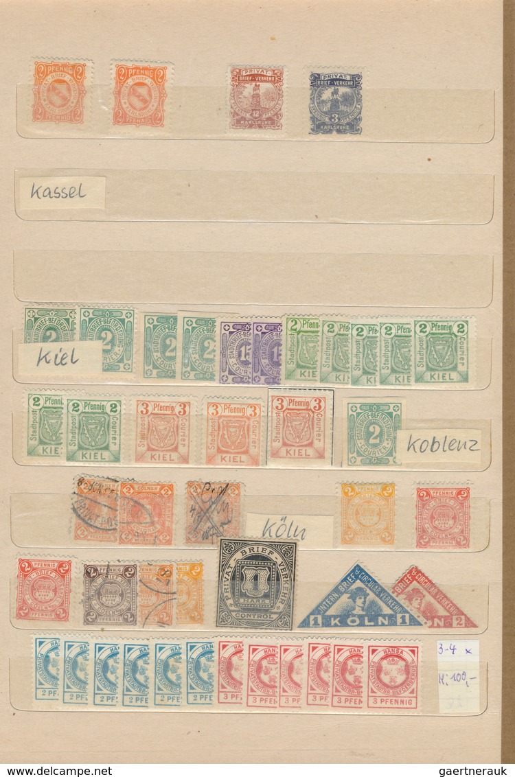Deutsches Reich - Privatpost (Stadtpost): 1890/1900 (ca.), sauber sortierter Bestand von über 1.600