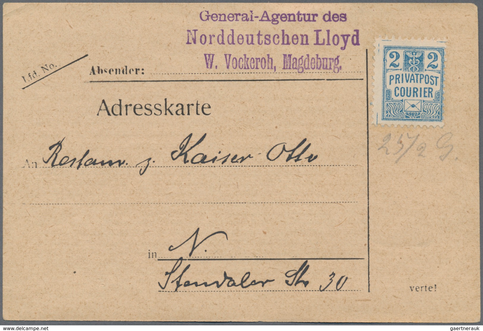 Deutsches Reich - Privatpost (Stadtpost): MAGDEBURG: Privatpost Courier, 2 Ungebrauchte Marken, Dazu - Private & Local Mails