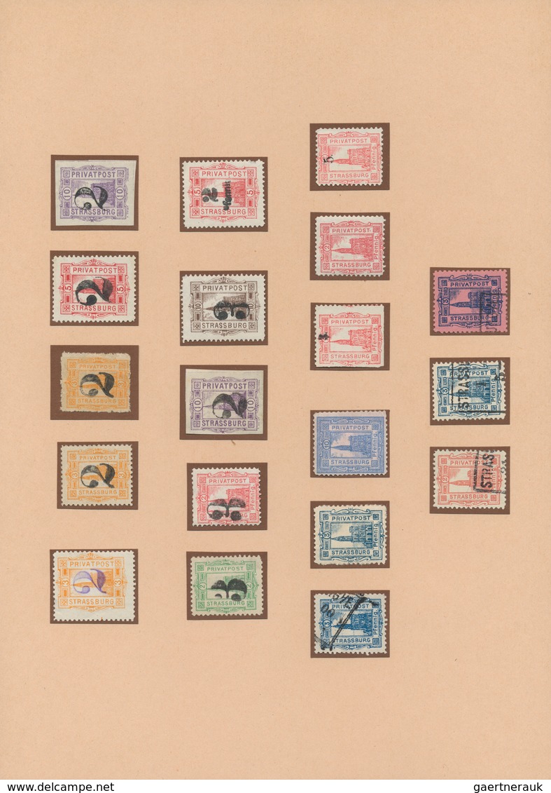Deutsches Reich - Privatpost (Stadtpost): STRASSBURG:1886/1898, Saubere Sammlung Von 65 Marken Auf B - Private & Local Mails