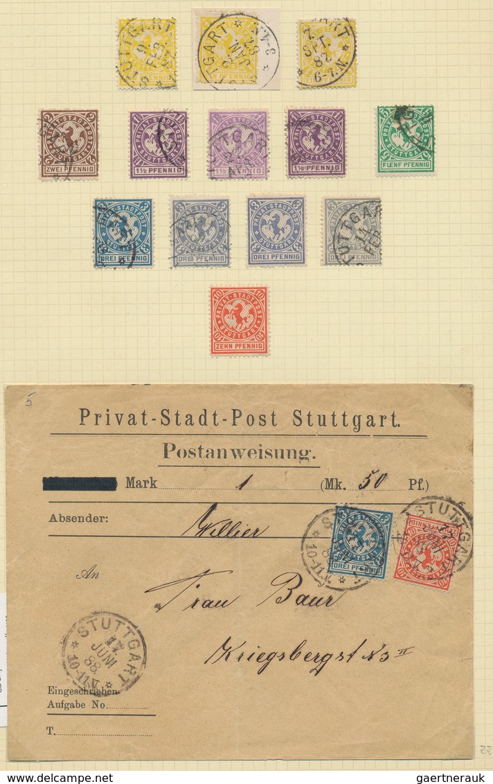 Deutsches Reich - Privatpost (Stadtpost): STUTTGART: Hervorragende Sammlung Auf 12 Albenblättern Auf - Postes Privées & Locales