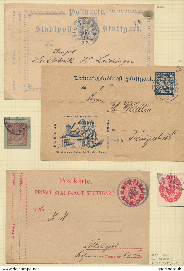 Deutsches Reich - Privatpost (Stadtpost): STUTTGART: Hervorragende Sammlung auf 12 Albenblättern auf