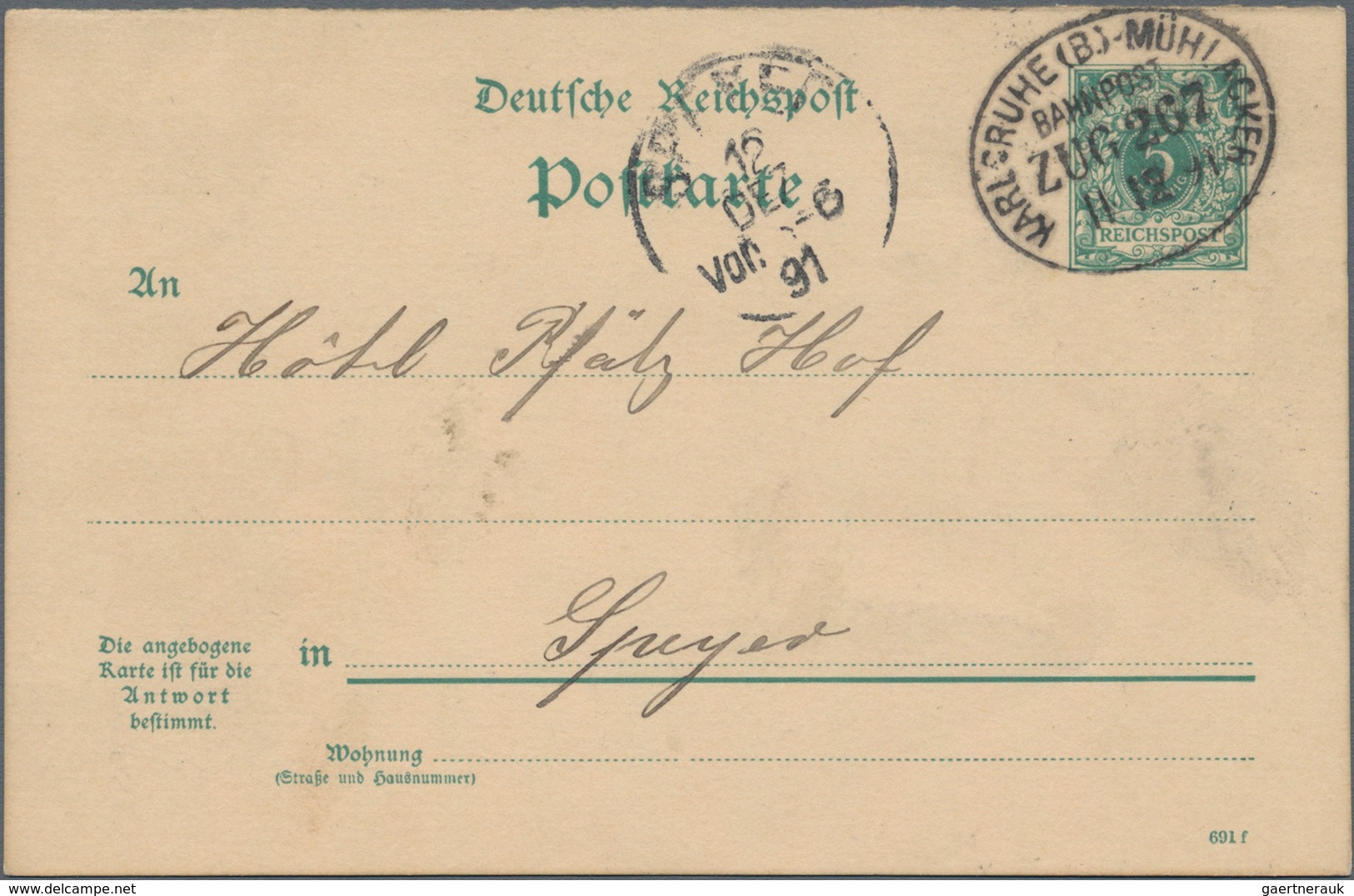 Deutsches Reich - Ganzsachen: 1890/1897, Bestand Von Ca. 290 Gebrauchten Ganzsachenkarten 5 Pfg. Kro - Other & Unclassified