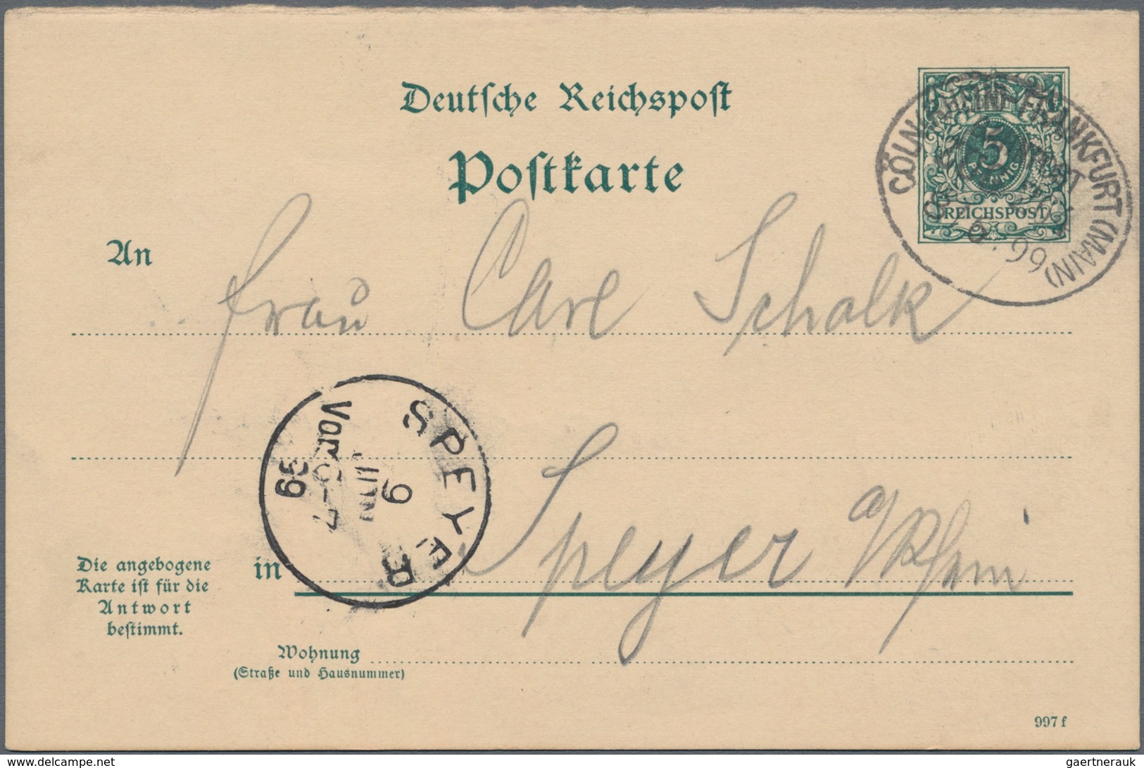 Deutsches Reich - Ganzsachen: 1890/1897, Bestand Von Ca. 290 Gebrauchten Ganzsachenkarten 5 Pfg. Kro - Other & Unclassified