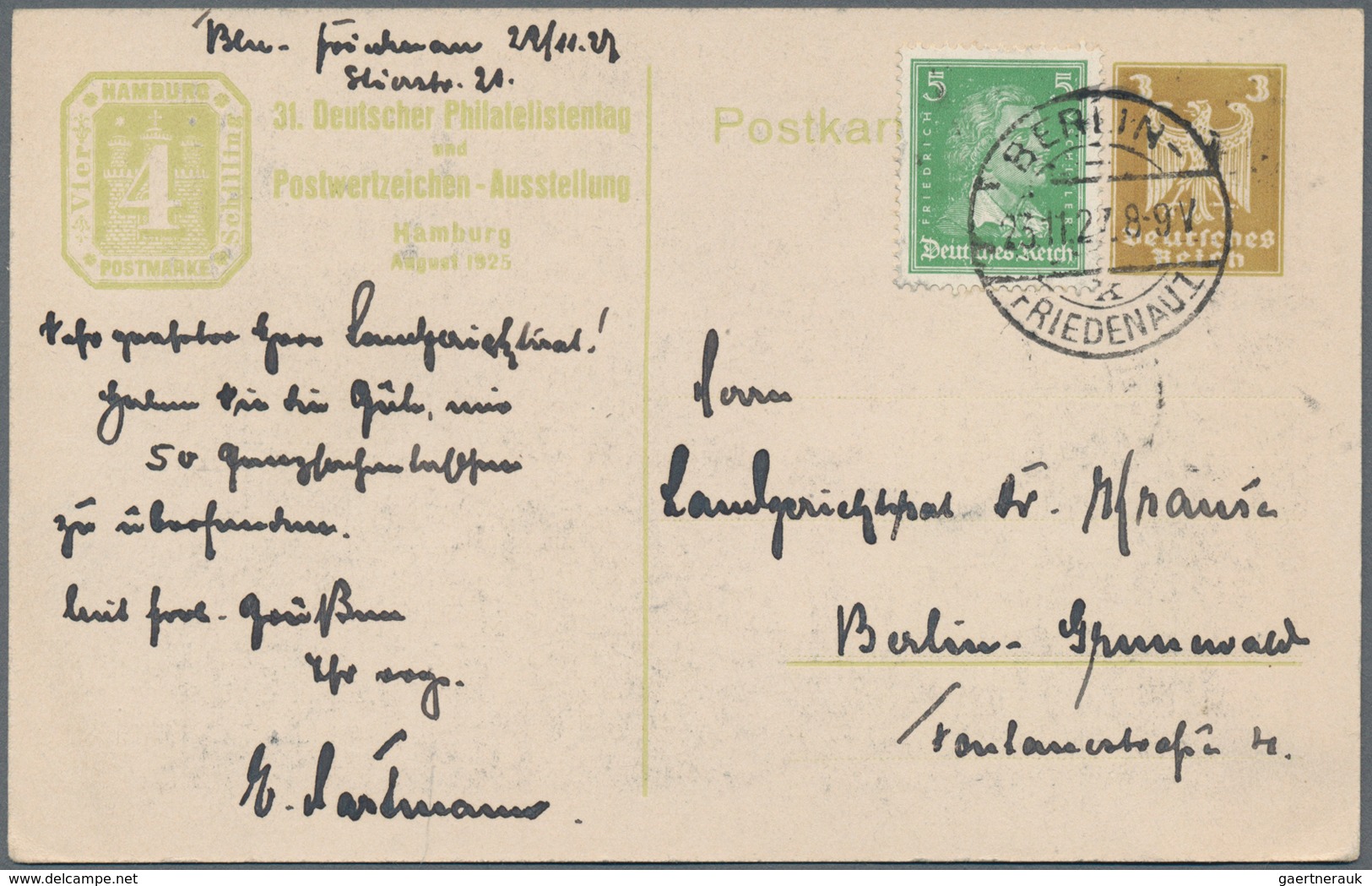 Deutsches Reich - Privatganzsachen: 1925 Zehn Privatganzsachen Vom 31. Deutschen Philatelistentag In - Andere & Zonder Classificatie