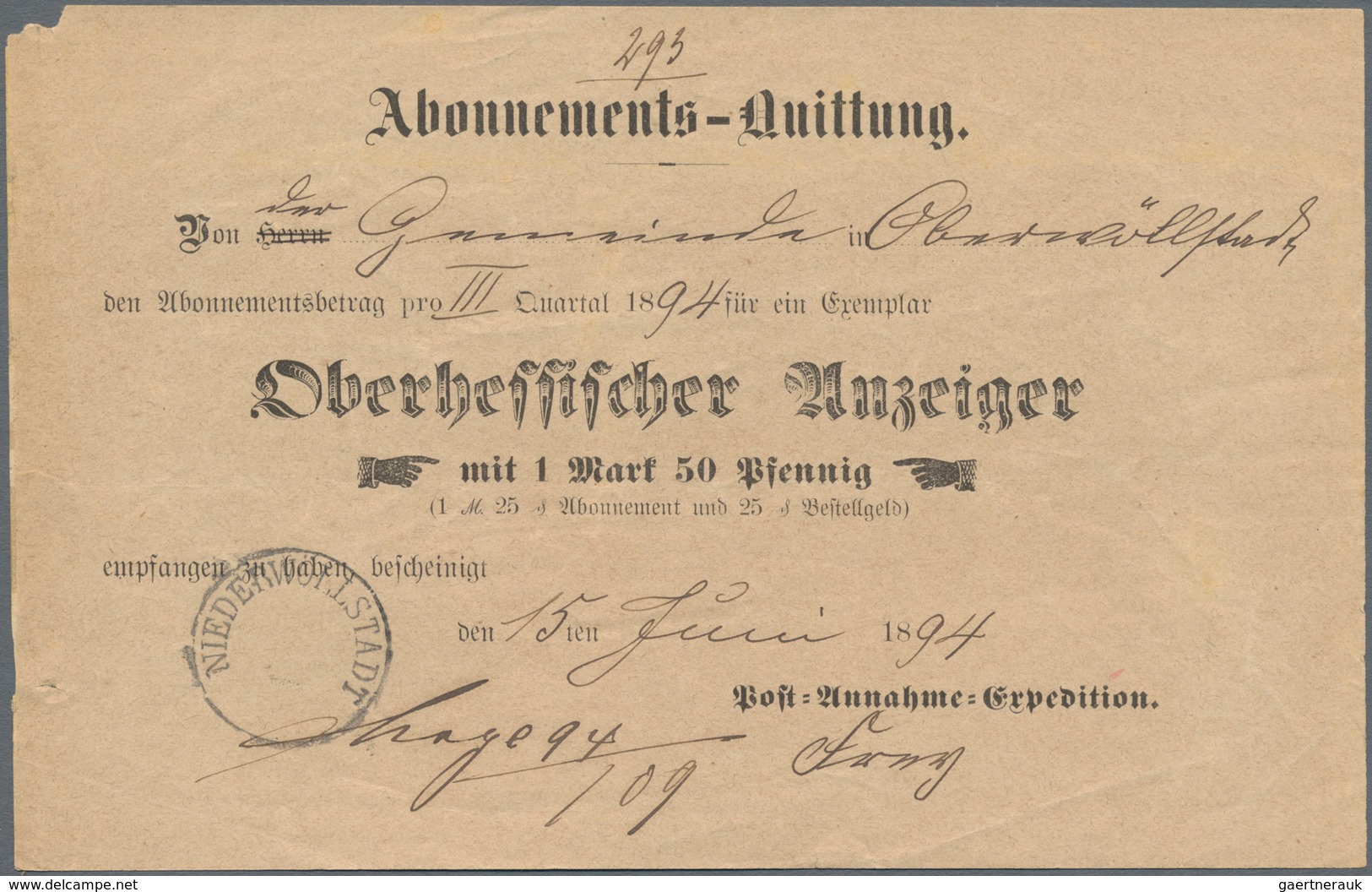Deutsches Reich - Besonderheiten: 1858/99, Ca. 35 Postscheine, Posteinlieferungsscheine, Einzahlungs - Autres & Non Classés
