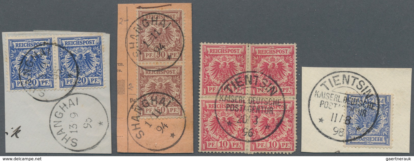 Deutsche Post In China: 1890/1917, Auf Steckkarten Mit Vorläufern, Seepost, Bahnpost, Briefstücke, S - China (offices)