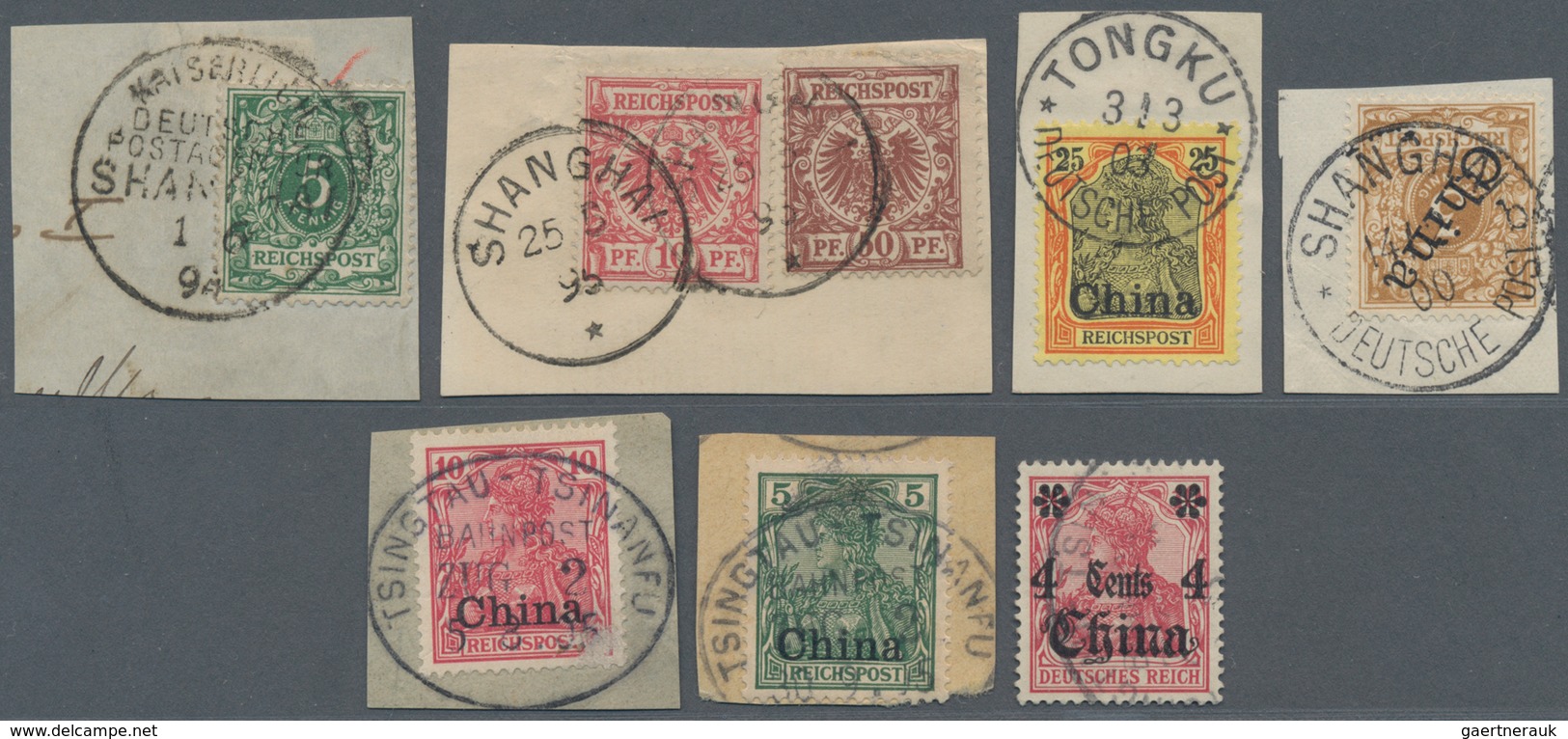 Deutsche Post In China: 1890/1917, Auf Steckkarten Mit Vorläufern, Seepost, Bahnpost, Briefstücke, S - Chine (bureaux)