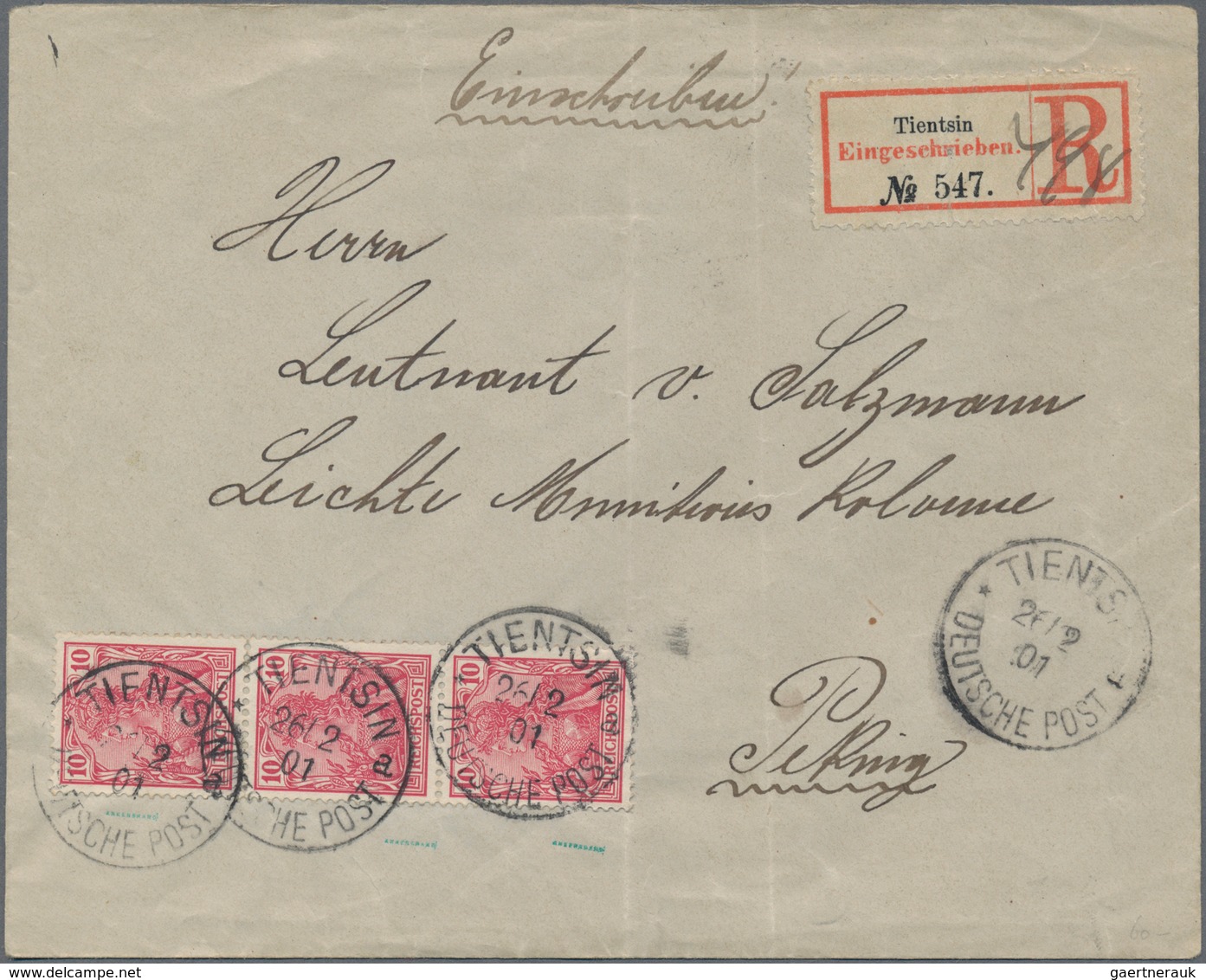 Deutsche Post In China: 1898 - 1910, Posten Von Mehr Als 40, Teils Hochwertigen Belegen Mit Petschil - Chine (bureaux)