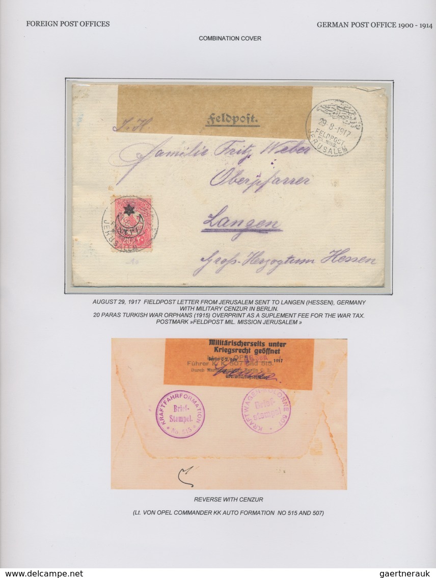 Deutsche Post In Der Türkei: 1900/1917, Ausstellungssammlung Auf Acht Albenseiten Mit 13 Briefen, Ka - Turkey (offices)