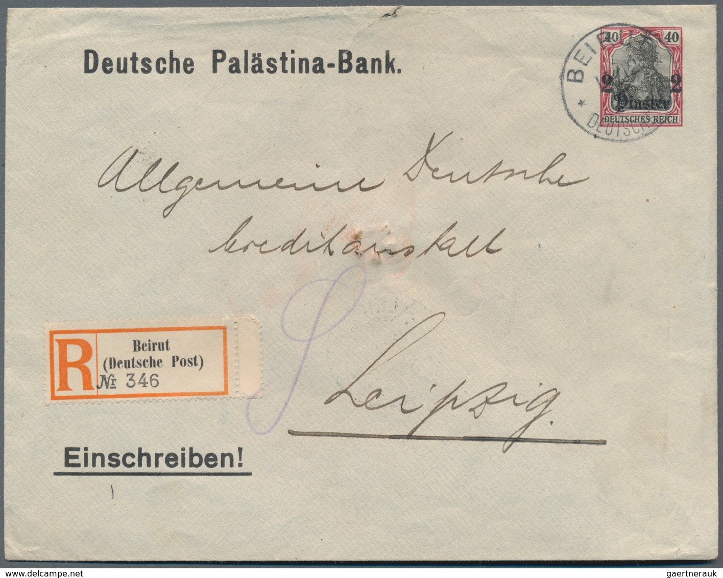 Deutsche Post In Der Türkei: 1902/1911, Lot Von Vier Bedarfsbelegen Der Deutschen Palästina-Bank, Da - Deutsche Post In Der Türkei