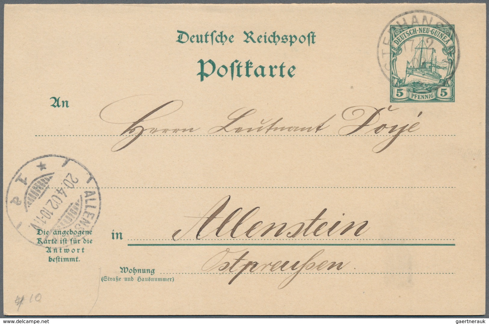 Deutsch-Neuguinea: 1888/1916, Lot Von Acht Belegen, Dabei Ungebrauchte Paketkarte Der "Neu Guinea Co - German New Guinea