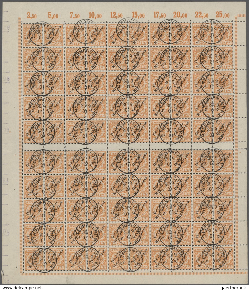 Deutsch-Neuguinea: 1897, 25 Pfg. Gelblichorange, Originalbogen Zu 100 Werten Mit Zwischenstegen, Kla - German New Guinea