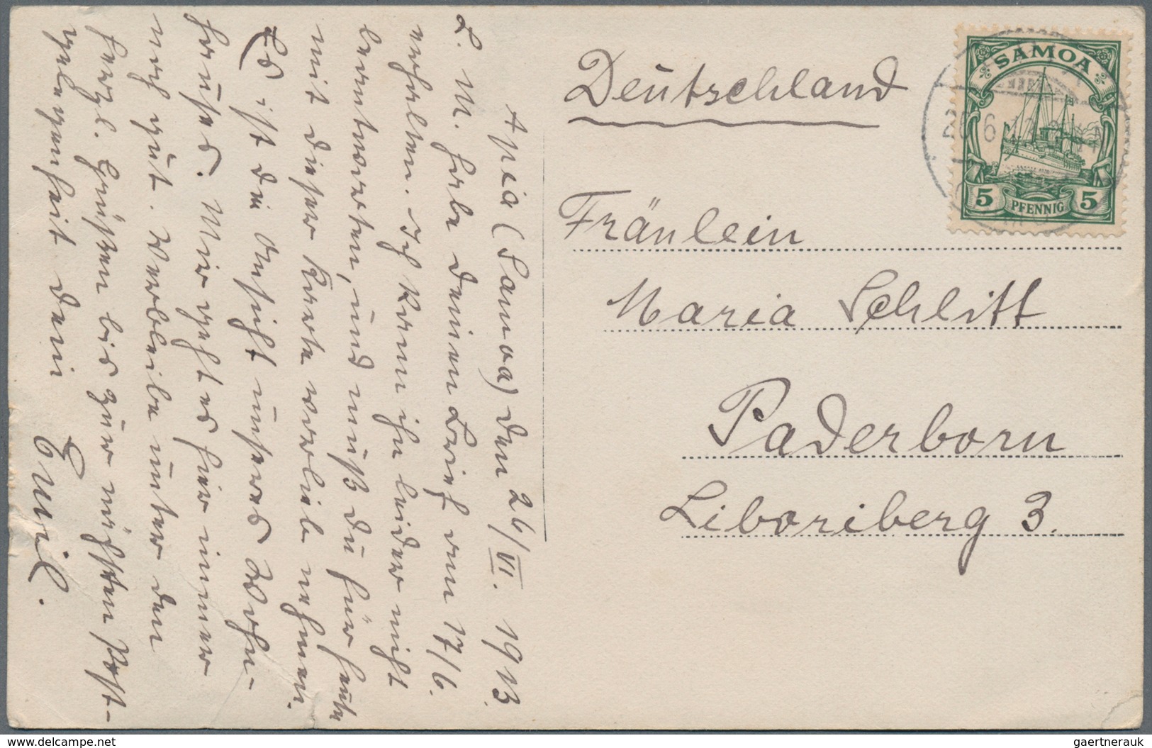 Deutsche Kolonien - Samoa: 1913/1914, Interessante Dokumentation Von Vier Belegen (drei Ansichtskart - Samoa