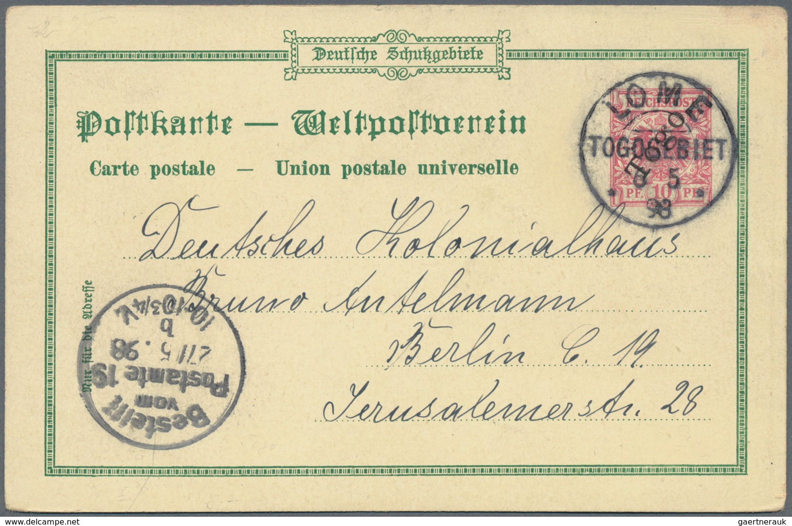 Deutsche Kolonien - Togo - Ganzsachen: 1898, Drei Privat-Ganzsachen-Ansichtskarten: PP1 Mit Wertstuf - Togo