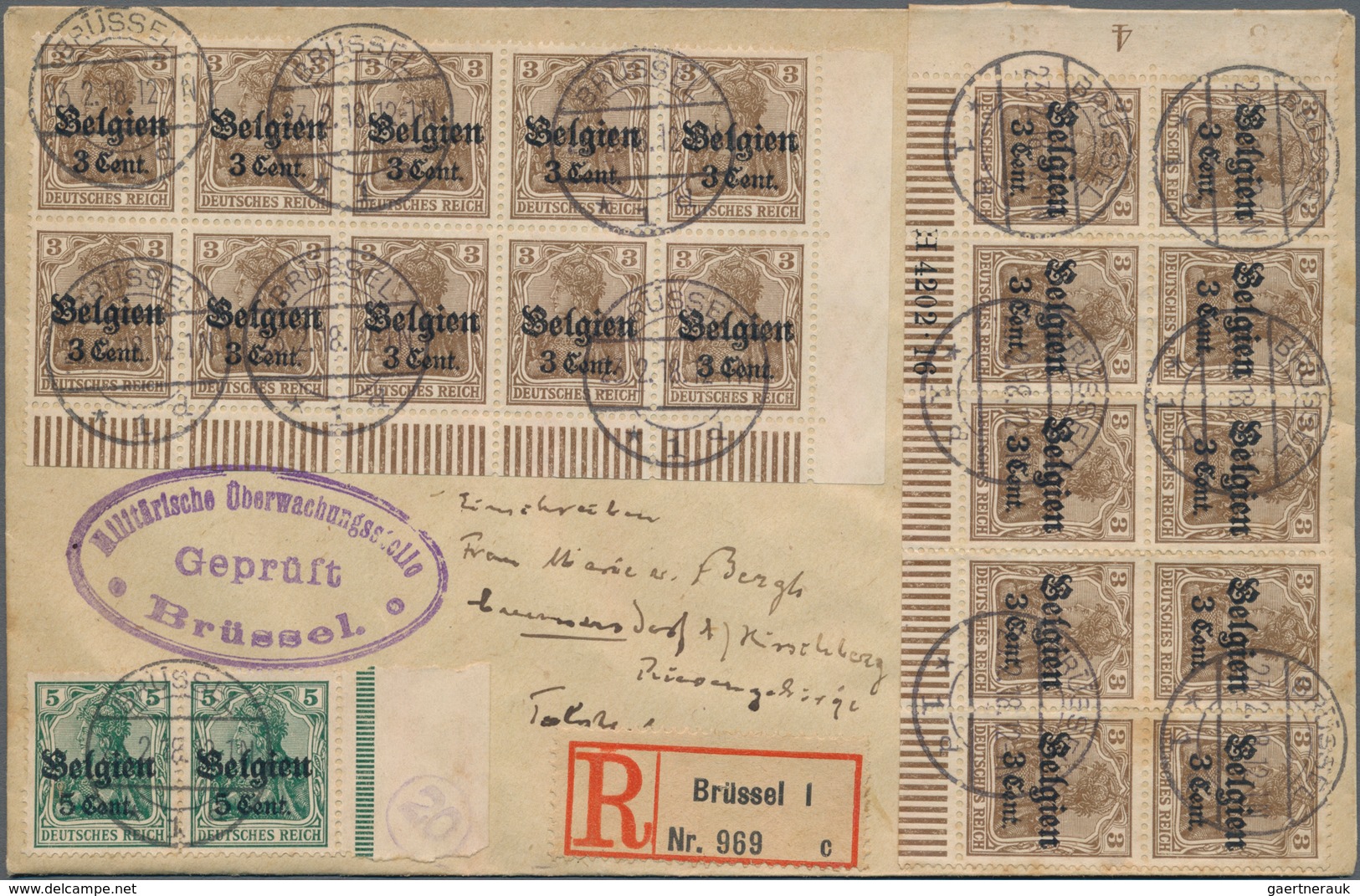 Deutsche Besetzung I. WK: 1915/1918, Belgien, Ober Ost und Polen, Lot von acht besseren Briefen, dab