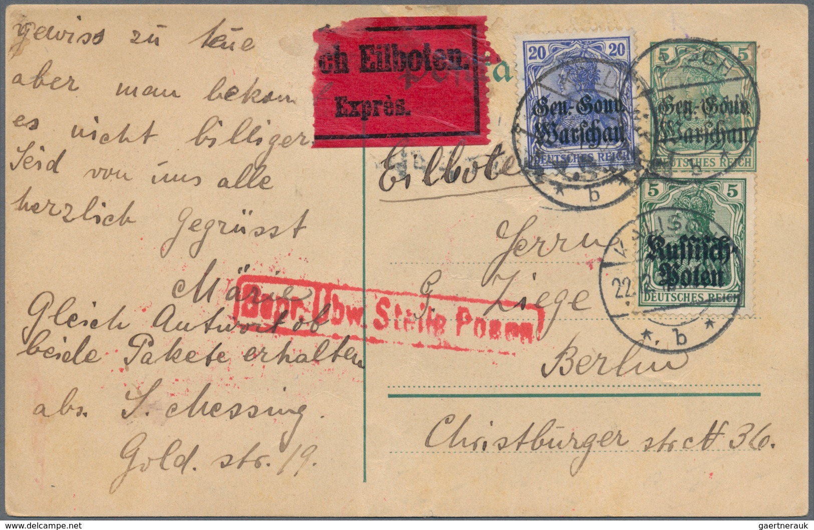 Deutsche Besetzung I. WK: Deutsche Post In Polen - Ganzsachen: 1915/1918, Partie Von 30 Ganzsachenka - Occupation 1914-18