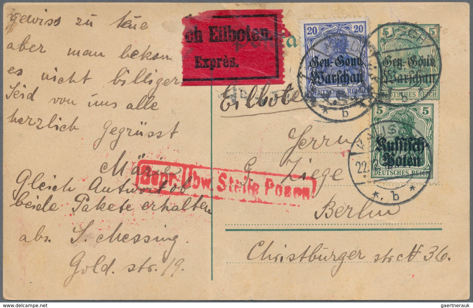 Deutsche Besetzung I. WK: Deutsche Post In Polen - Ganzsachen: 1915/1918, Partie Von 30 Ganzsachenka - Ocupación 1914 – 18