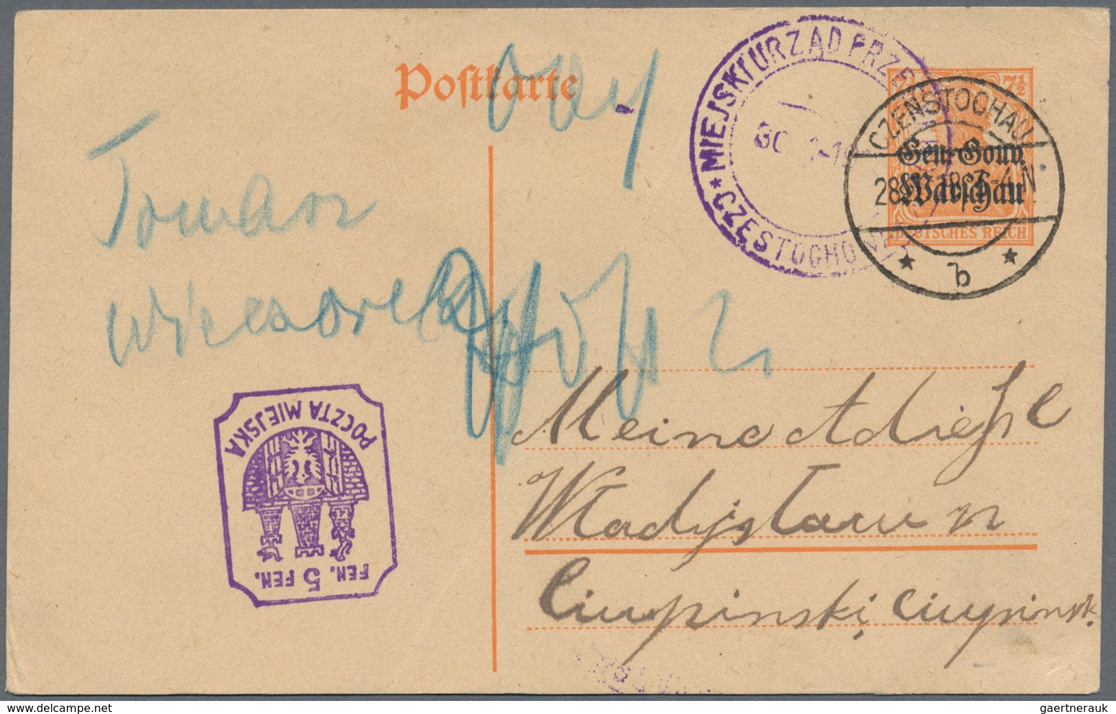 Deutsche Besetzung I. WK: Deutsche Post in Polen - Ganzsachen: 1915/1918, Partie von 30 Ganzsachenka