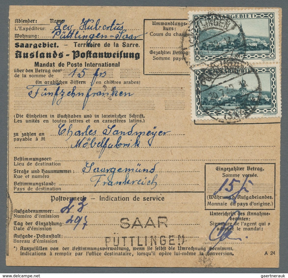 Deutsche Abstimmungsgebiete: Saargebiet: 1927-1935, Bestand Von 16 Belegen Mit Mehrfachfrankaturen D - Lettres & Documents