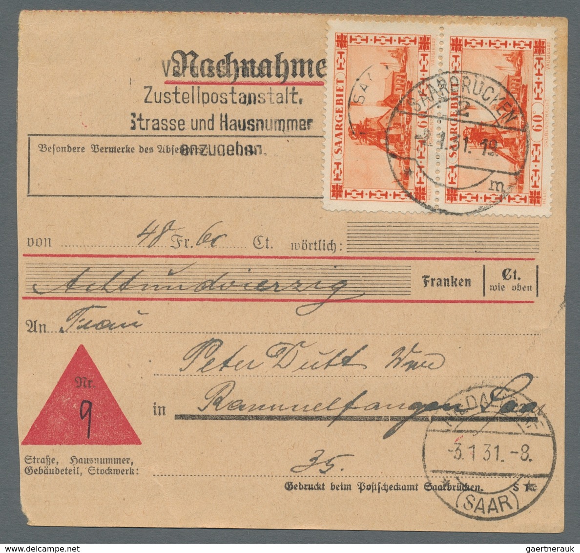 Deutsche Abstimmungsgebiete: Saargebiet: 1927-1935, Bestand Von 16 Belegen Mit Mehrfachfrankaturen D - Covers & Documents