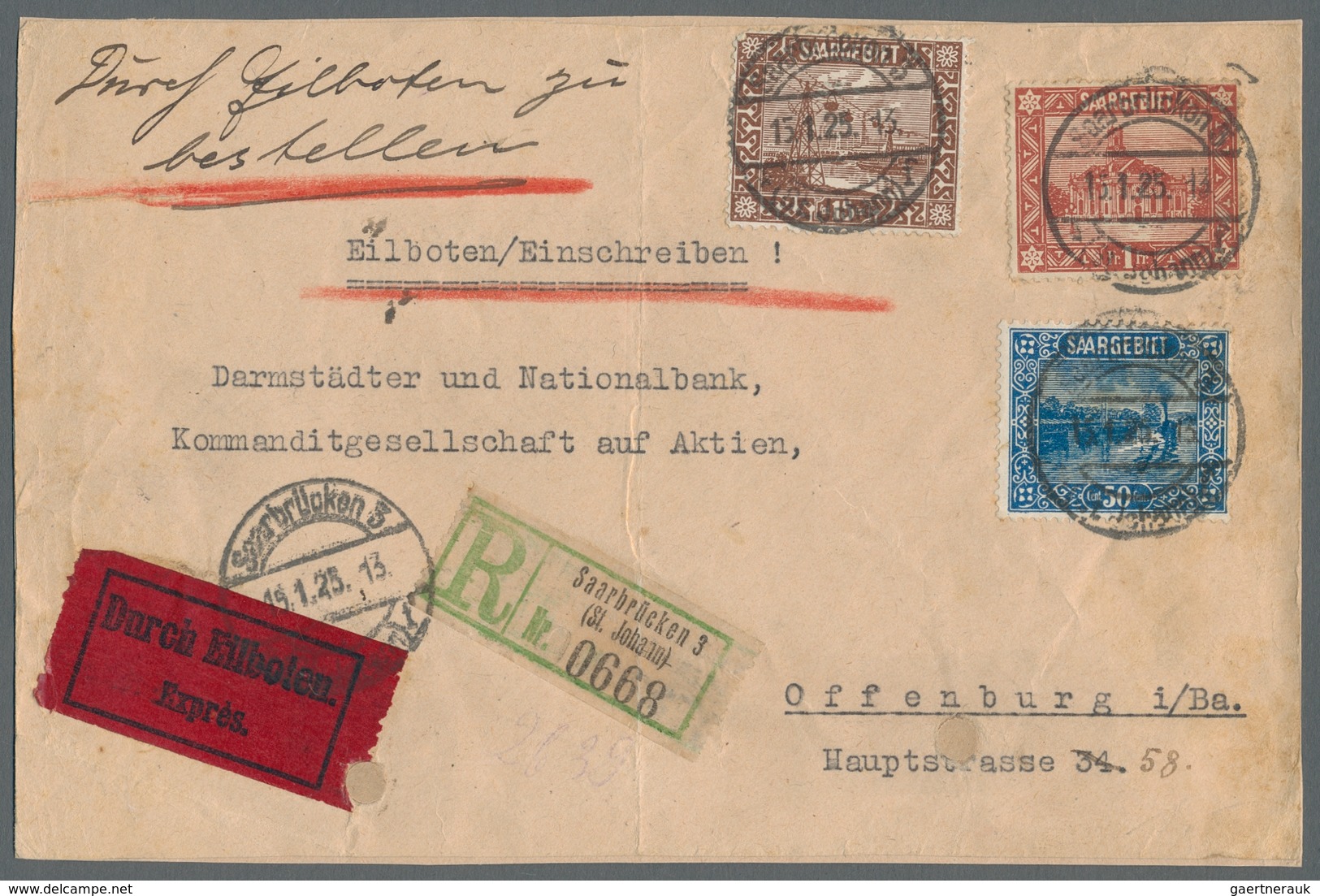 Deutsche Abstimmungsgebiete: Saargebiet: 1922-1927, Partie Von über 90 Belegen Mit Frankaturen Der F - Lettres & Documents