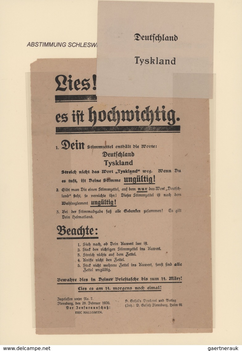 Deutsche Abstimmungsgebiete: Schleswig: 1920, Sammlung Von Dokumenten/Unterlagen, Die Die Abstimmung - Other & Unclassified