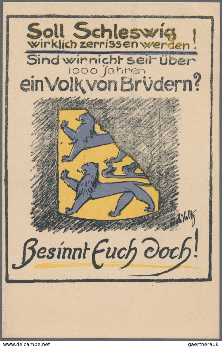 Deutsche Abstimmungsgebiete: Schleswig: 1920, vielseitige Partie von 37 Propagandakarten (deutsch/dä
