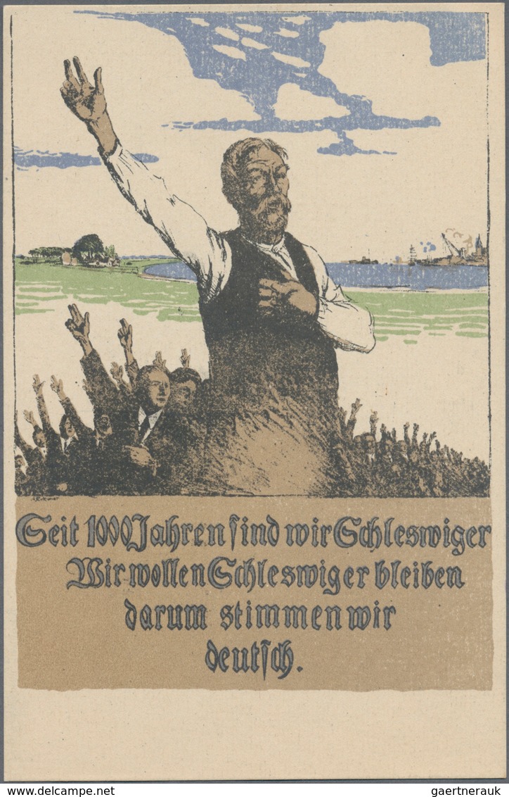Deutsche Abstimmungsgebiete: Schleswig: 1920, vielseitige Partie von 37 Propagandakarten (deutsch/dä