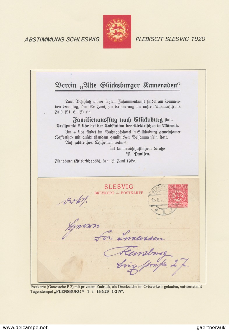 Deutsche Abstimmungsgebiete: Schleswig - Ganzsachen: 1920, Gehaltvolle Spezialsammlung Mit Ca.100 Me - Other & Unclassified