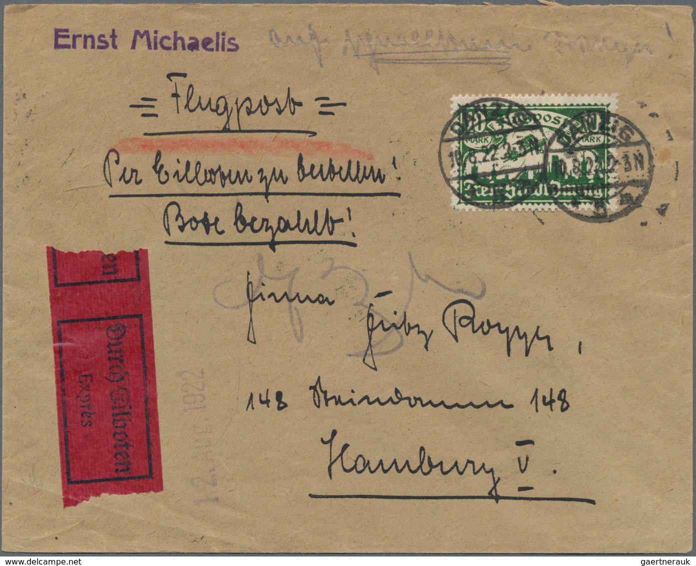 Danzig: 1920/1938, Partie Von 32 Briefen, Karten Und Ganzsachen (plus Einem Großformatigen Sonderbla - Other & Unclassified